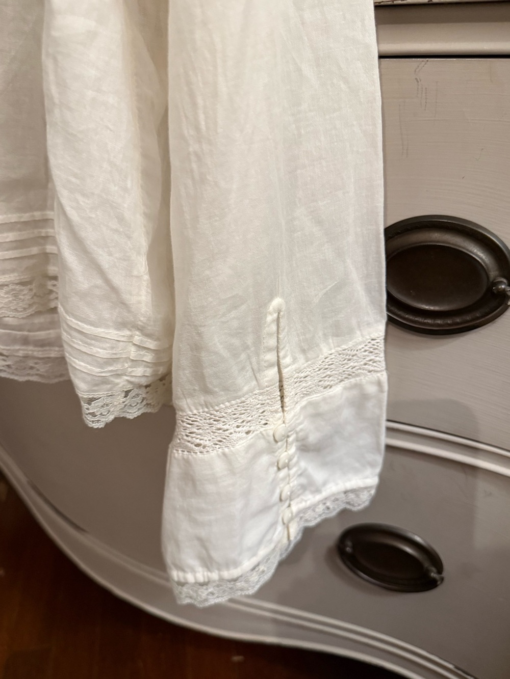 Free People Cream Lace-Trim Peasant Blouse - Picture 7 of 13